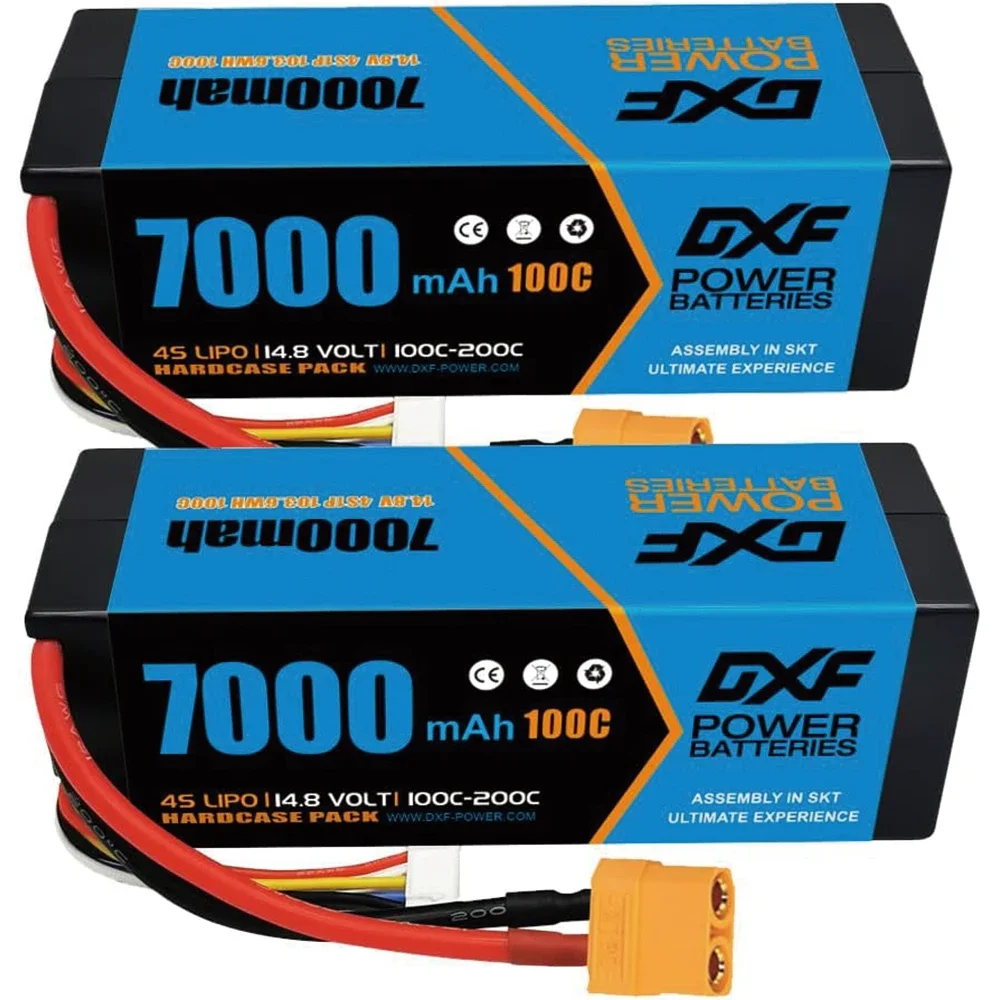 

DXF 4S Lipo Battery 14.8V 100C 7000mAh Lipo Battery with XT90 Plug Hardcase Battery For RC Car Boat Truck Airplane UAV RACING