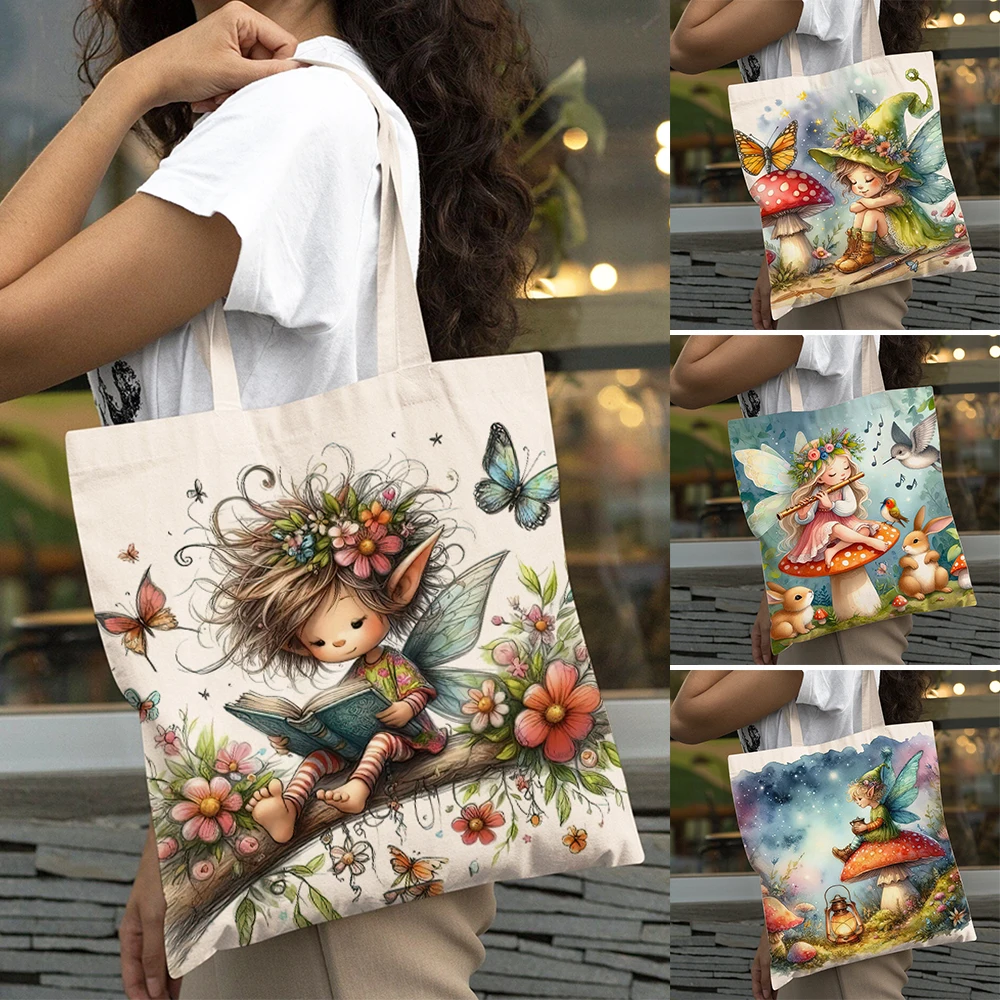 

Read Elf Art Girl Shopping Большая вместительная сумка с двойным принтом Повседневная детская женская сумка-шоппер с героями мультфильмов Женская сумка-тоут на плечо