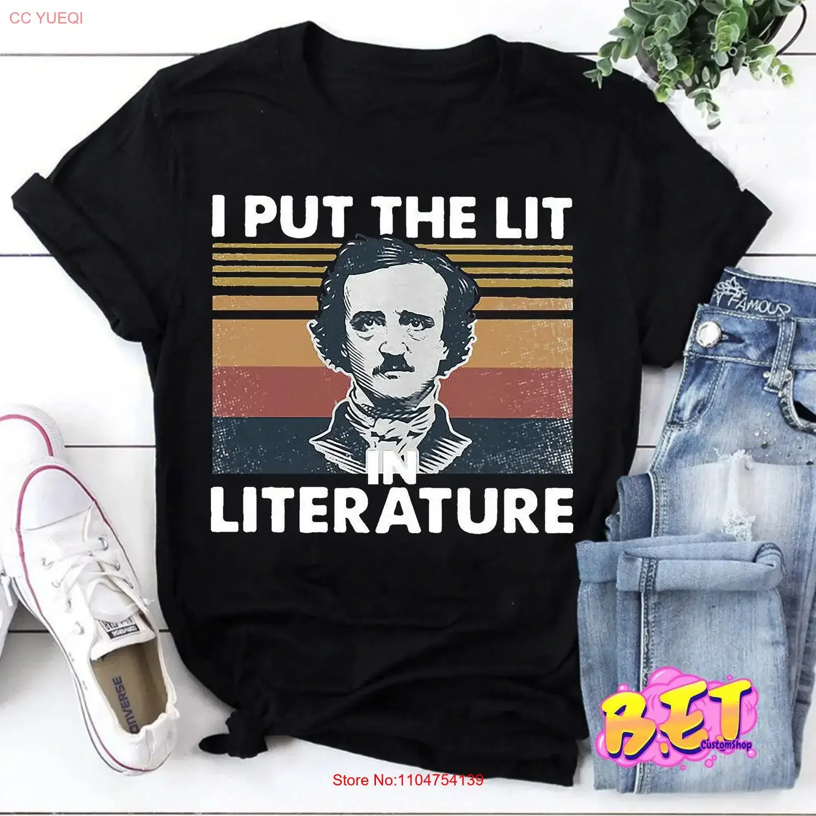 Edgar Allan Poe I Put The Lit In Literature Vintage T Shirt Bootleg vintage Washed streetwear Slightly graphic Comfortable