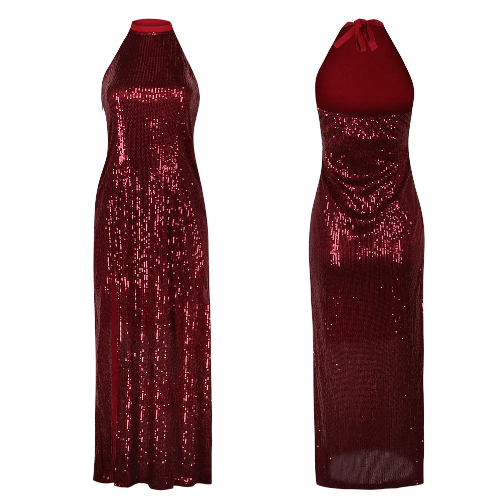 John Wick Ballerina Eve Rooney Halloween Cosplay Costume Movie Red Shining Dress Long Skirt Full Set Stage Party Outfit