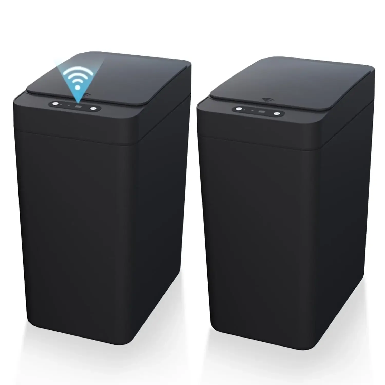 2-Pack 2.6 Gallon Smart Trash Bin Small Black Automatic Bathroom Lid Waterproof Motion Sensor Garbage Can for Bedroom Living