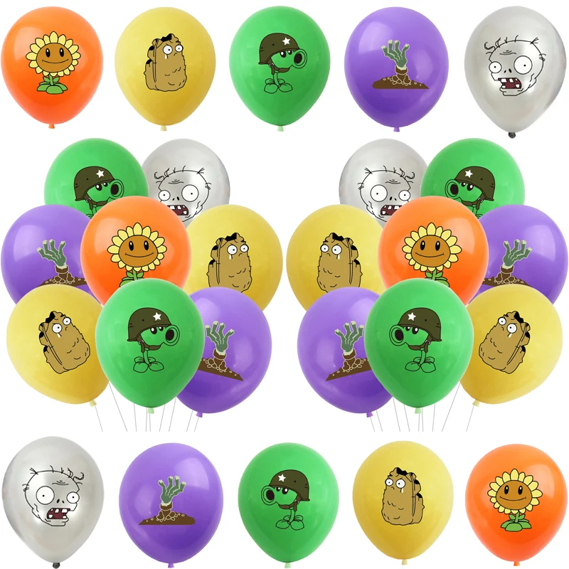 Globos de látex de plantas VS Zombies, juego de feliz cumpleaños, suministros para fiestas, juguete de decoración, 10 piezas