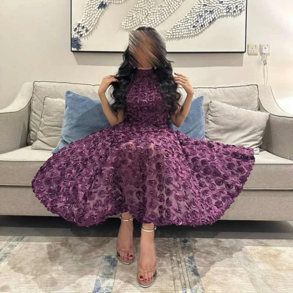 Robe de soirée sirène personnalisée, magnifique Robe de bal en Tulle, avec des appliques de fleurs, pour occasions formelles, col licou, Robe de soirée