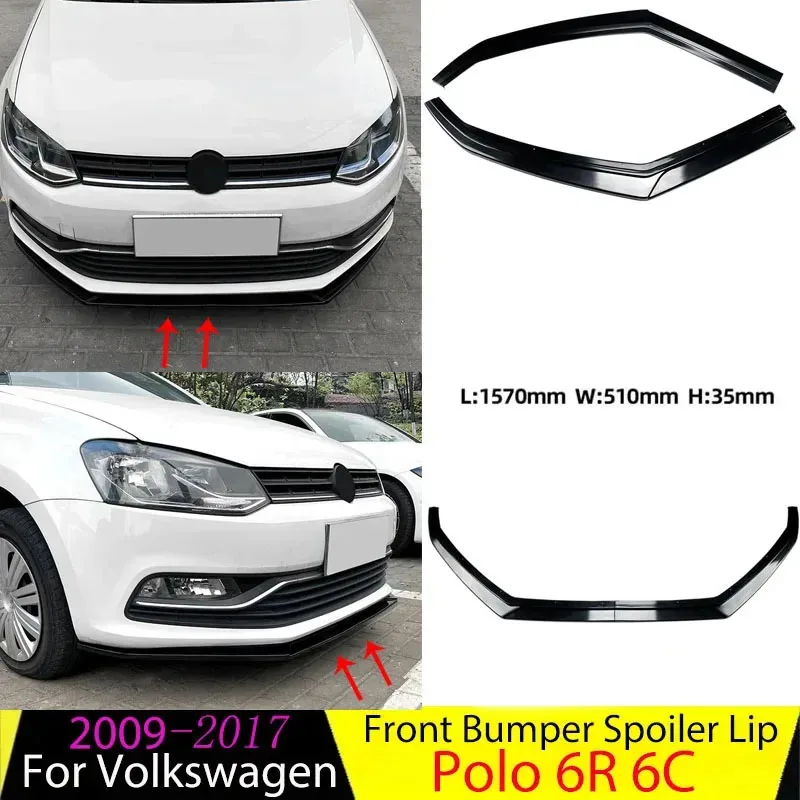 

2 шт. для Volkswagen Polo MK5 6R 6C 2009-2017 автомобильный передний бампер, спойлер, нижний сплиттер, диффузор, защита лезвия, комплект кузова