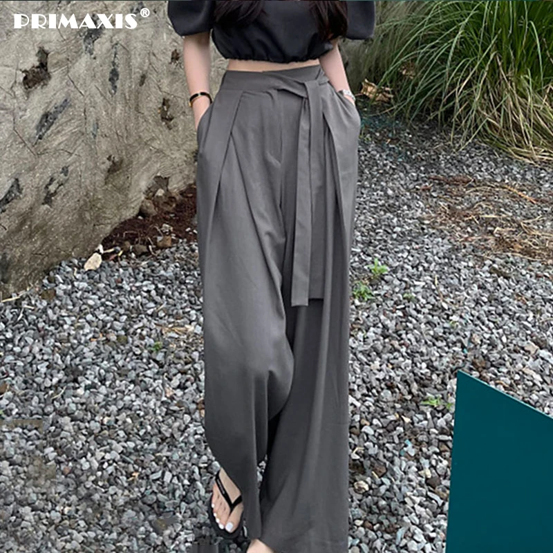 High Waist Pants for Women Trouser Suits Bandage Pleated Korean Fashion Asymmetric Women's Oversize Loose Shorts Summer 2022