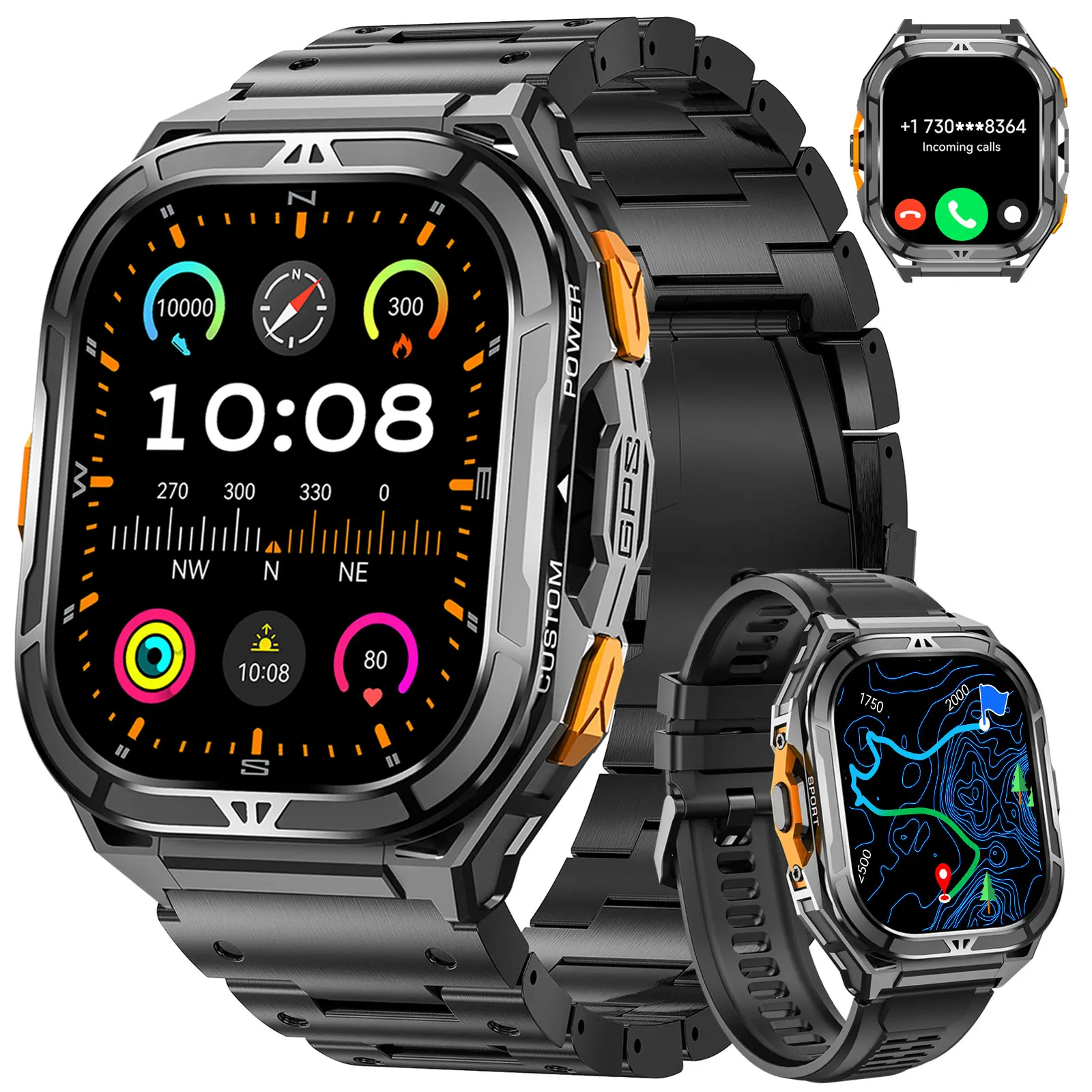 

Новые GPS Смарт-часы для мужчин 1,96 "AMOLED 178+ Спортивный режим Компас BT Монитор здоровья вызова 5ATM Водонепроницаемые часы для плавания для Xiaomi