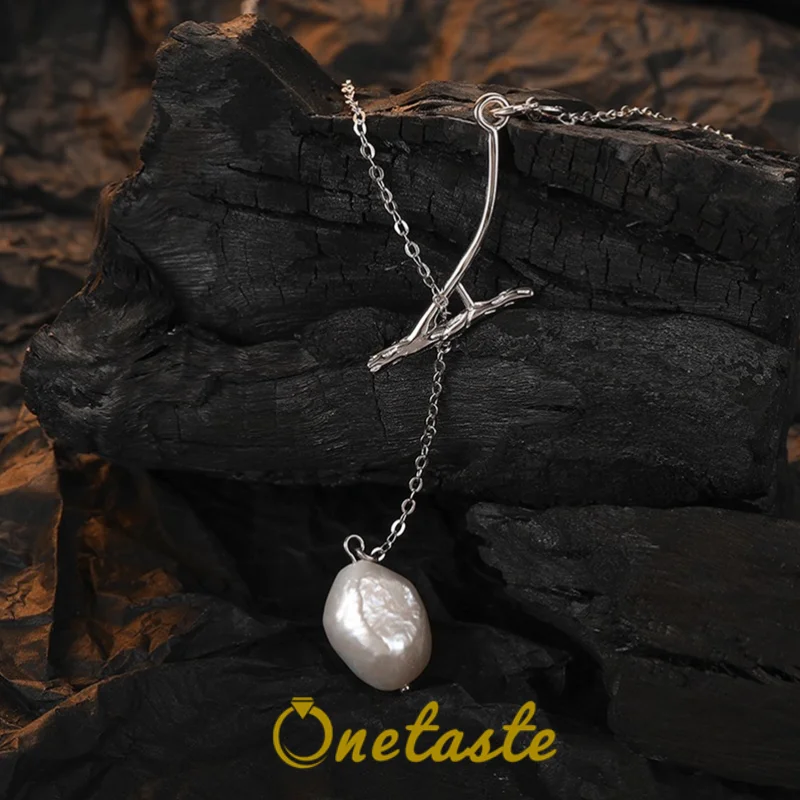 

925 Sterling Silver Tree Branch Baroque Pearl Pendant Y Drop Shaped Lariat Necklace For Women Unique Choker Necklaces Party Gift