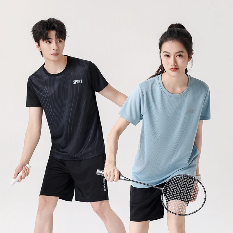 2 Clothes Sportswear Set Casual Fitness Men's Summer Running Loose Short Sleeve T-Shirt Badminton Quick Dry Shorts Women Clothes