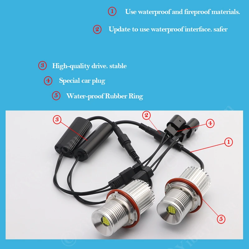 LED BMW Angel Eyes Ring Marker Bulbs For BMW 5er E60 E61 Pre-LCI 520i 523i 525i 528i 530i 535i 540i 90W White Bulb