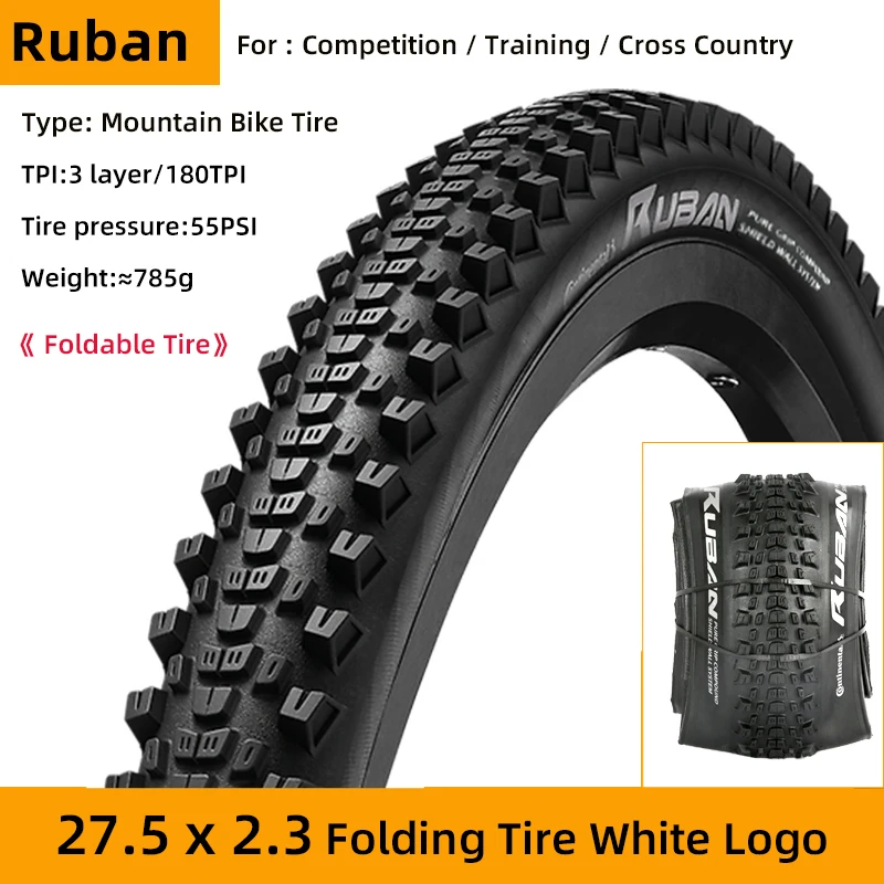Continental Ruban Mountainbikeband 29x2.10 29x2.30 Pure Grip Compound Shield Wall System E25 Tubeless Ready Vouwband