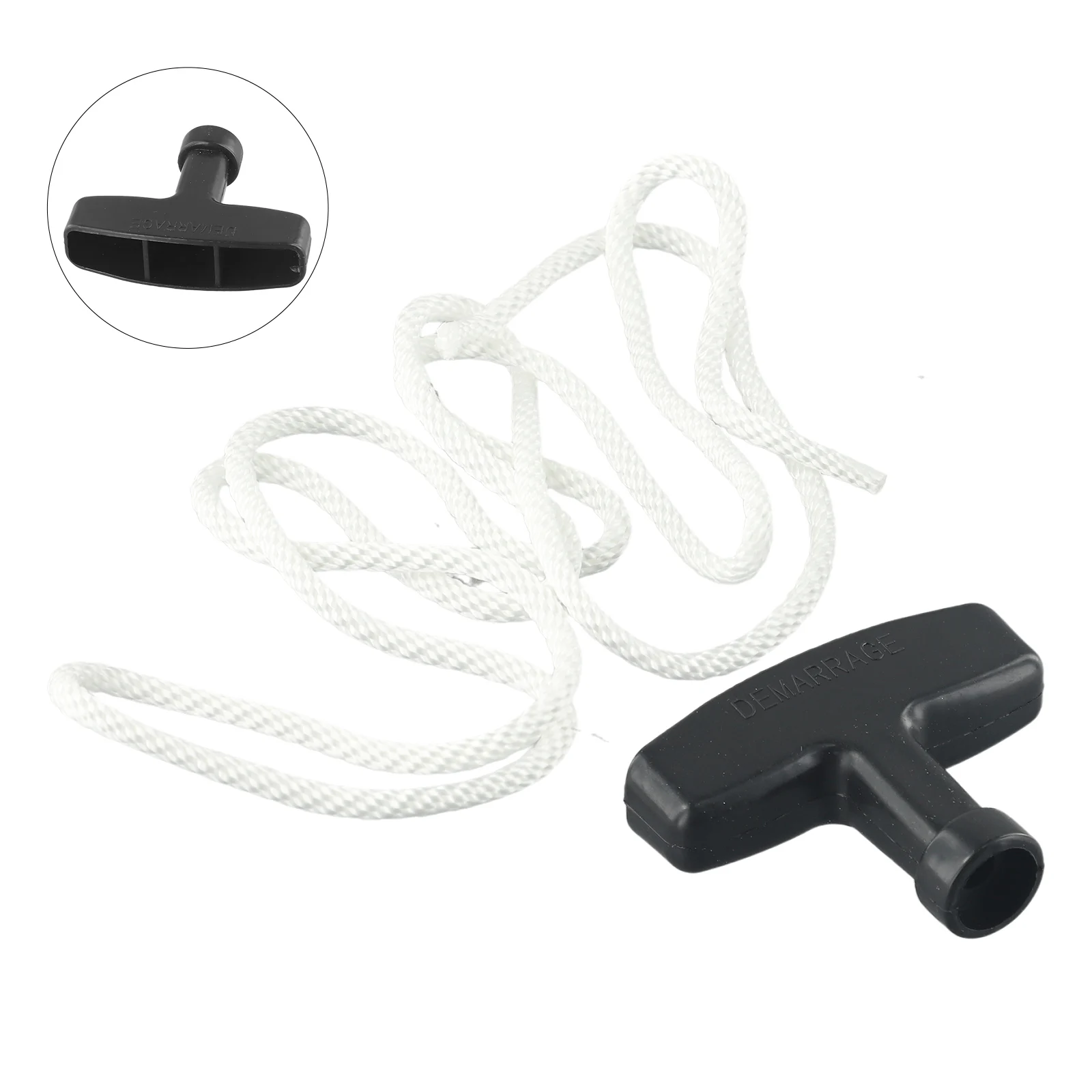 Start Cord Line Starter Rope Black For Petrol Lawnmowers Polyester Replacement Black Handle Petrol Lawnmowers Plastic& Polyester