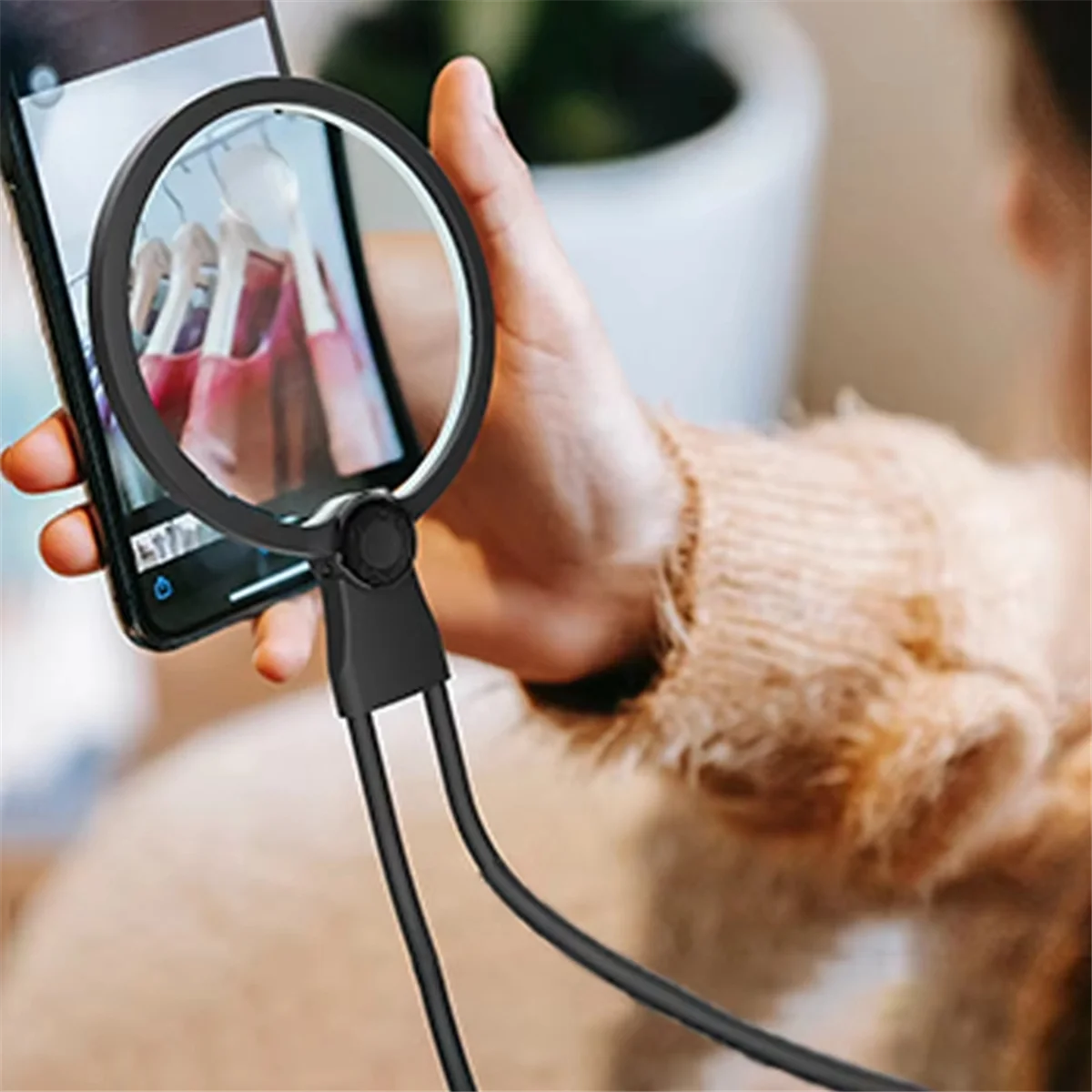 عدسة مكبرة بدون استخدام اليدين من EULM للخياطة، عدسة مكبرة مرنة لقراءة كبار السن، كبار السن منخفضة الرؤية، عمل مغلق