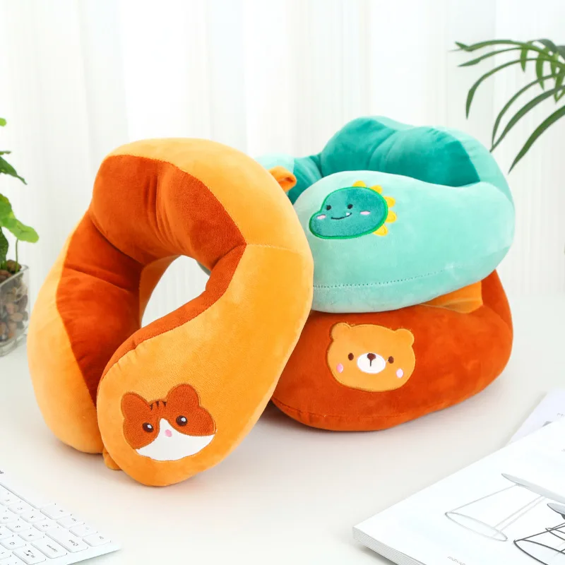 Cute Double Hump U-shaped Pillow,Portable Airplane Car Travel Head Pillow Office Neck Pillow Gift