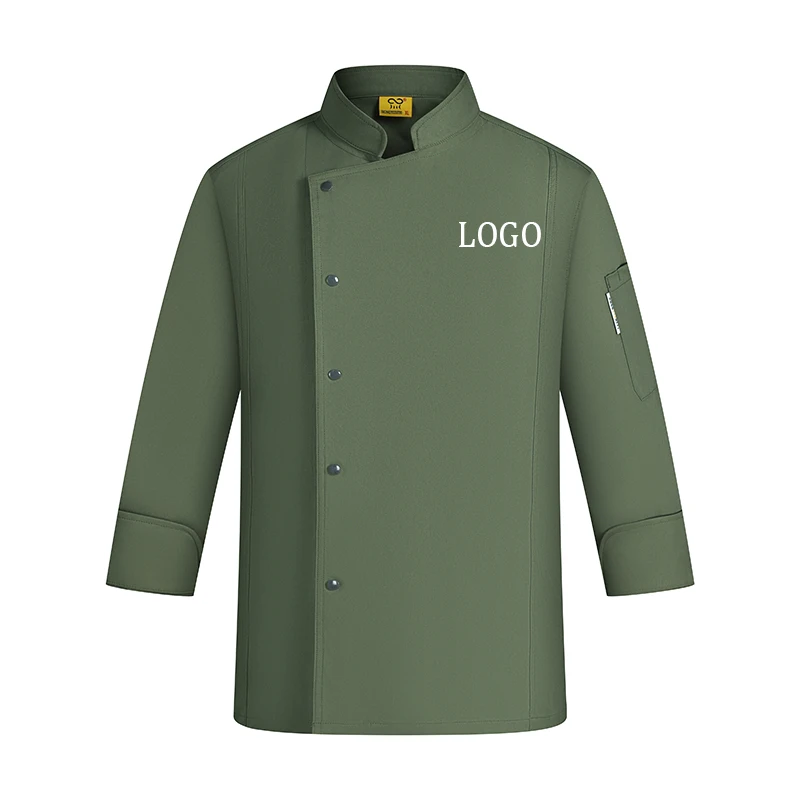 Customized Logo Chef's Coat for Kitchen Restaurant Hotel Catering Baking Food Cooking Uniform Jacket Stretch Cotton Workwear