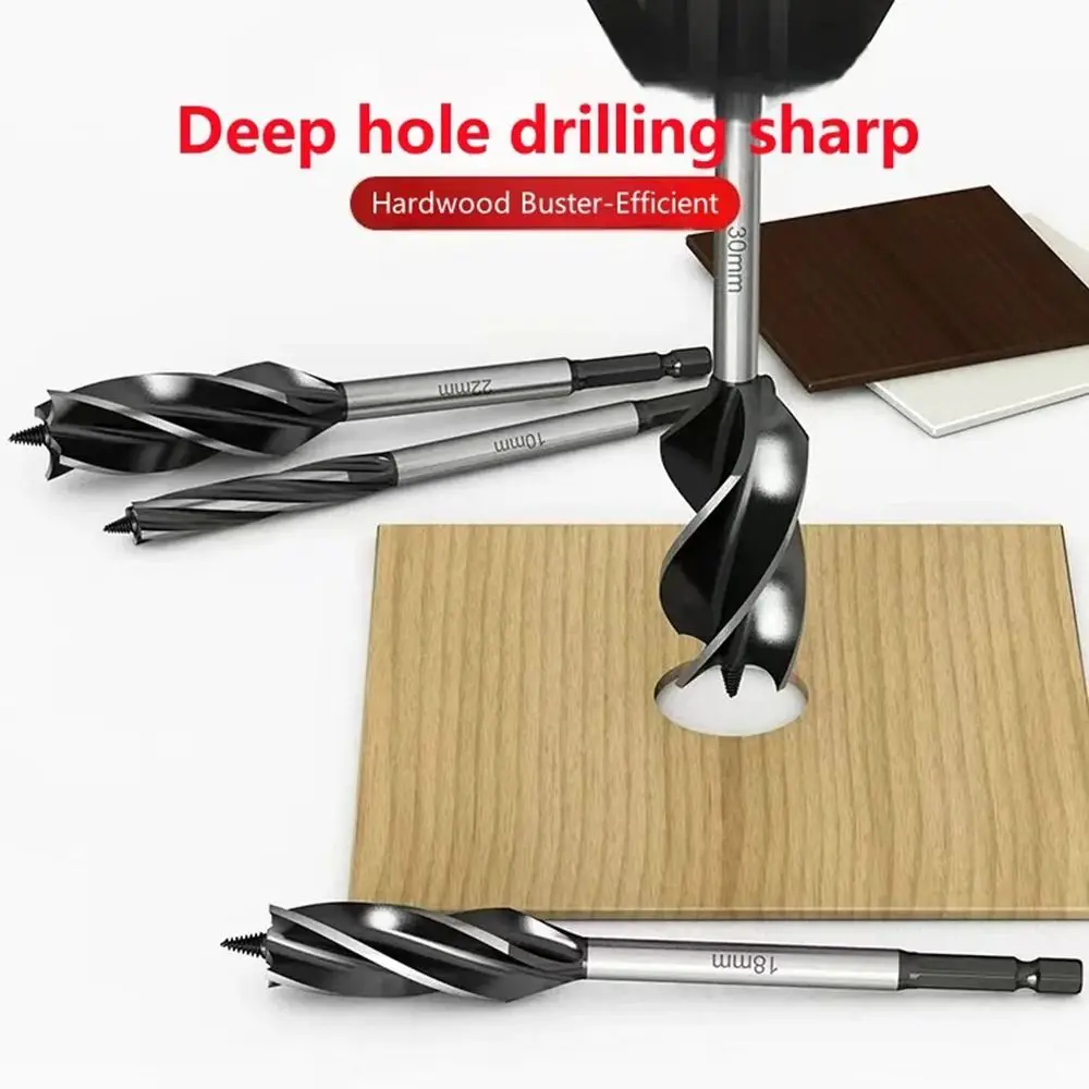 

10mm-25mm Auger Drill Bit Four-slot with Hex Shank Twist Drill Bit Set Sharp Wear-resistant Wood Fast Cut Auger Woodworking