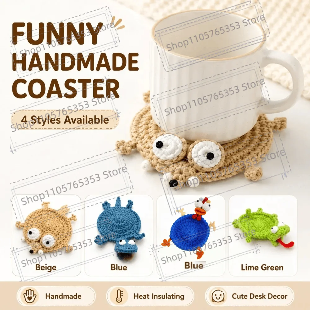 Coffee Tea Difference - 4 Pcs Different Animal Crochet Cup