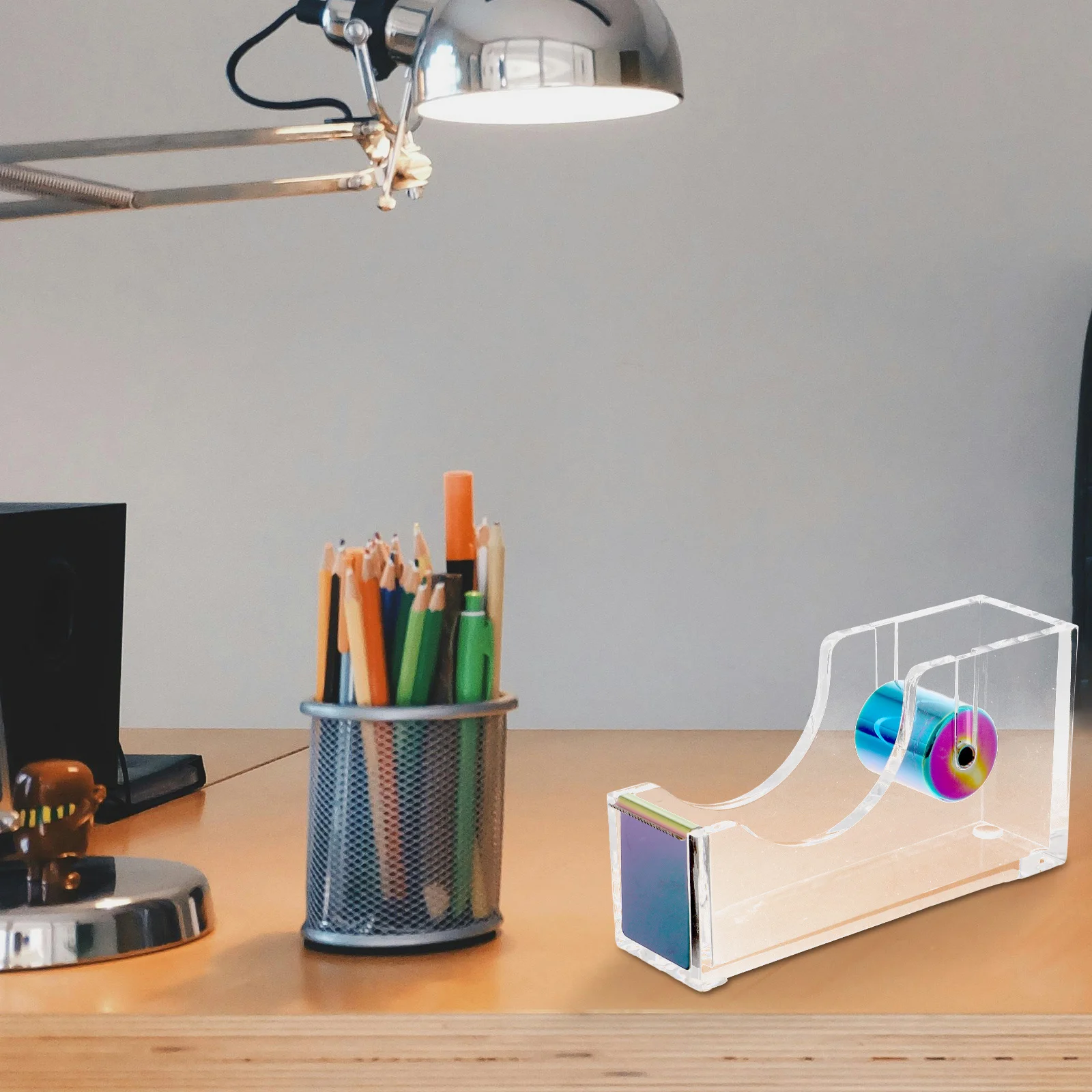 واضح الاكريليك لاصق موزع سطح المكتب الشريط حامل عدم الانزلاق قاعدة مكتب عمل منظم اليد المسيل للدموع القاطع سهلة الاستخدام