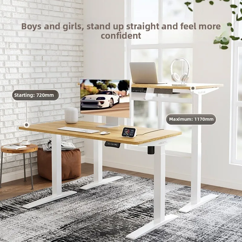 Electric lifting study desk standing mobile office computer desk practical