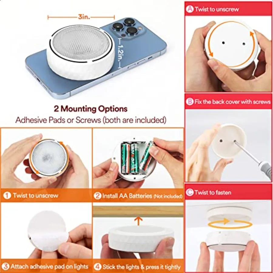 Puck Lights, 6 шт., белые