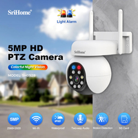 Srihome 5MP Wifi Camera SH052B Wireless PTZ IP AI Auto Tracking CCTV Sound&Light Alarm Starlight Color Night Vision Outdoor