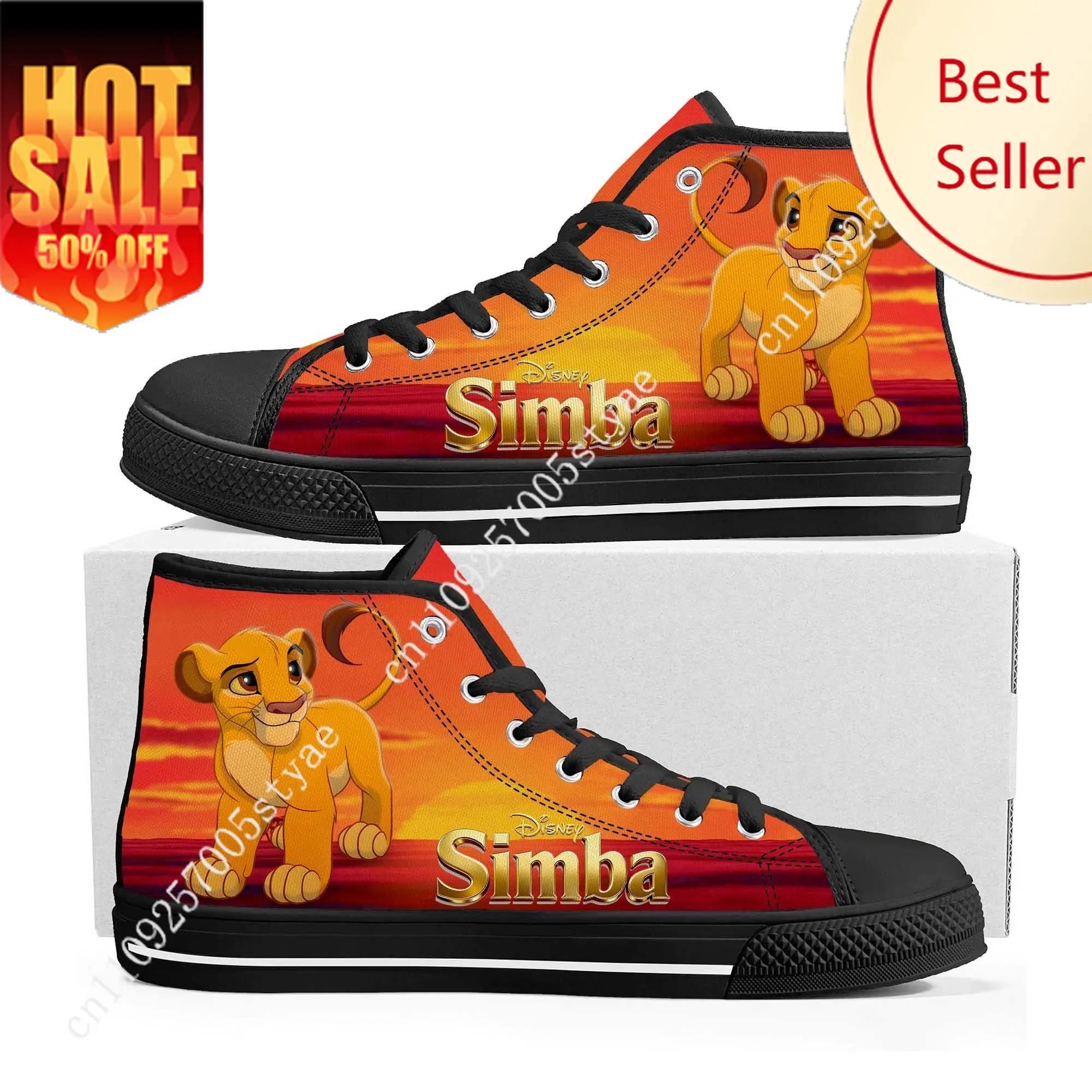 

Simba The Lion King High Top Sneakers Disney Cartoon Movie DIY Decorate Shoes Design Your Photo Party Holiday Gifts Custom Shoe