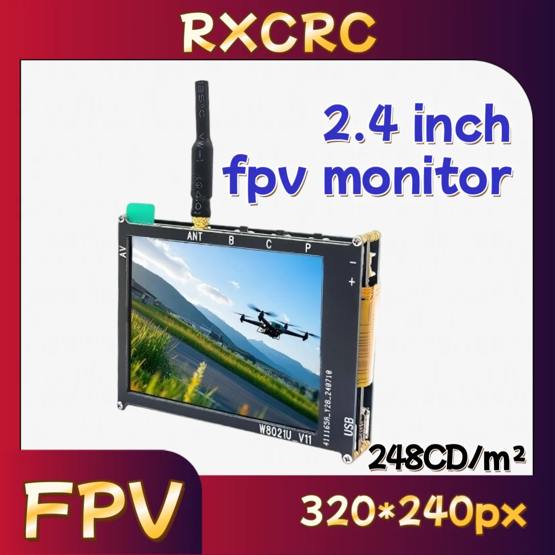 

RXCRC 5.8G 56-channel 2.4-inch wearable DIY display receiving screen FPV suitable for remote-controlled multi-rotor FPV aircraft
