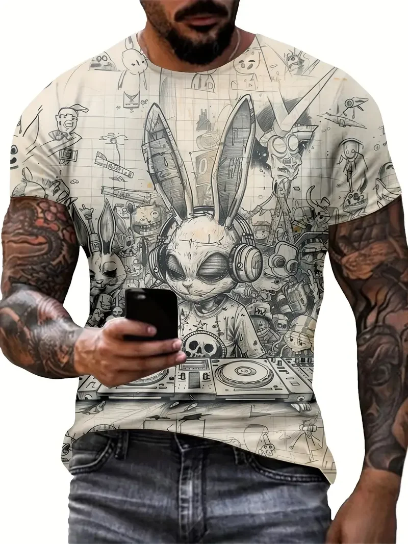 

Funny 3D Animal Print Men's T Shirt Street Trend Harajuku Vintage Clothes Casual O-neck Loose Short Sleeve Tops Summer T-Shirts