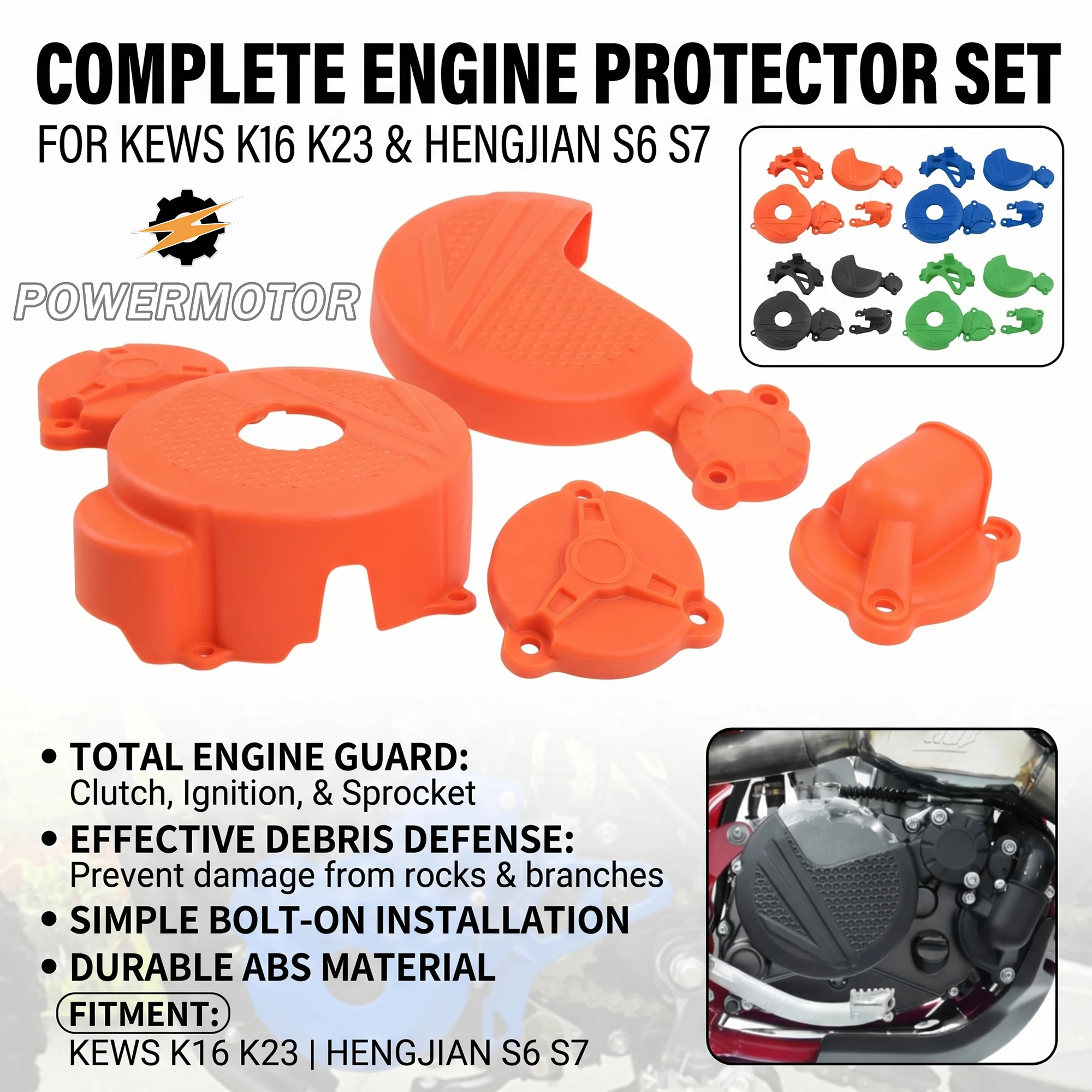 

Motocross Clutch Guard Water Pump Cover Ignition Engine Protector For LONCIN KEWS K16 K23 HENGJIAN S6 S7 KAYO BSE Modified Parts