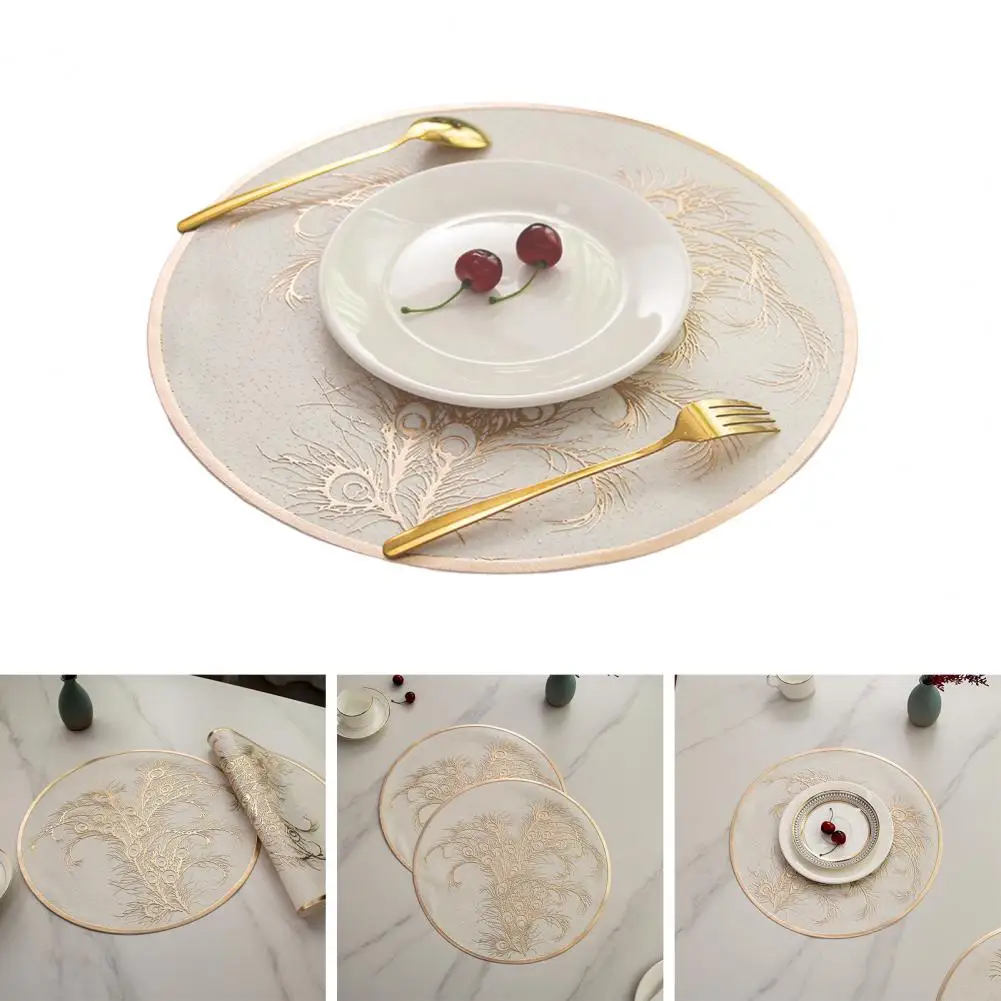 Heat-resistant Placemat Round Heat Resistant Placemat Set Gold Pvc Table Protection Mats Anti-scalding Insulated Dining for Home