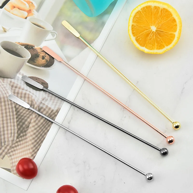 1PC Stainless Steel Cocktail Drink Mixer Bar Stirring Mixing Sticks Muddler Ladle Stirrer Swizzle Sticks Coffee Stirring Sticks