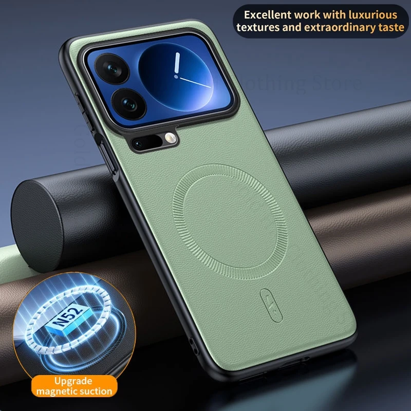 

For Magsafe Soft Phone Bumper Leather Case For Xiaomi 17 Pro Max Wireless Magnetic Magsafing Cover For Xiaomi 15 14T 17 Pro Max