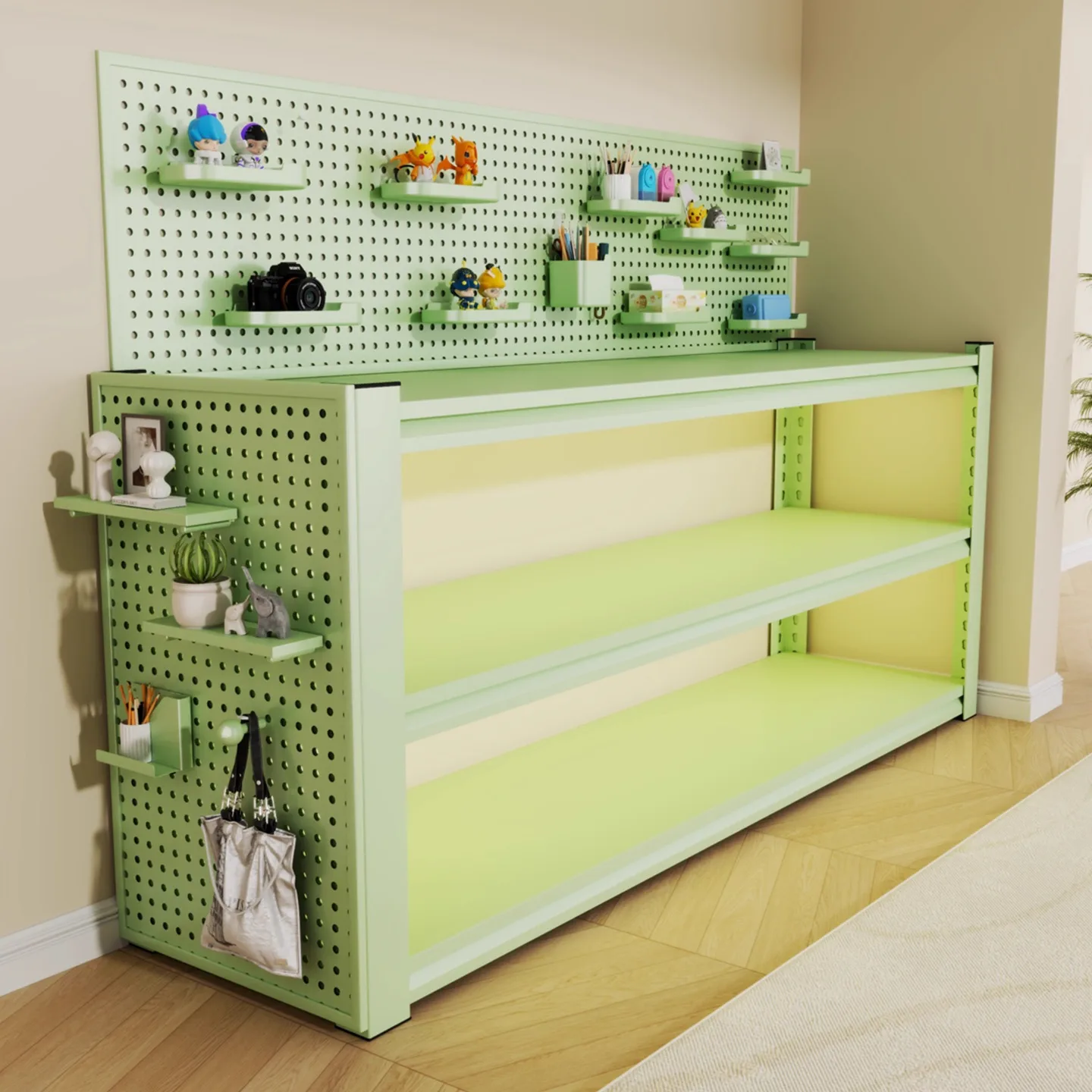 Colorful Steel Storage Rack 80cm Height, Multi-Tier Floor Standing Shelving Unit for Kitchen, Living Room, Balcony & Warehouse
