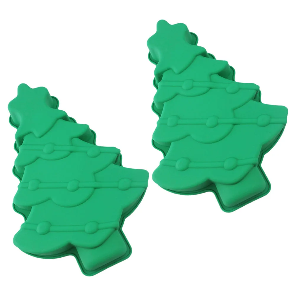 

2Pcs Christmas Tree Silicone Baking Mold Non-Stick Xmas Cake Pan for Cookies Chocolates Festive Holiday Party Supplies
