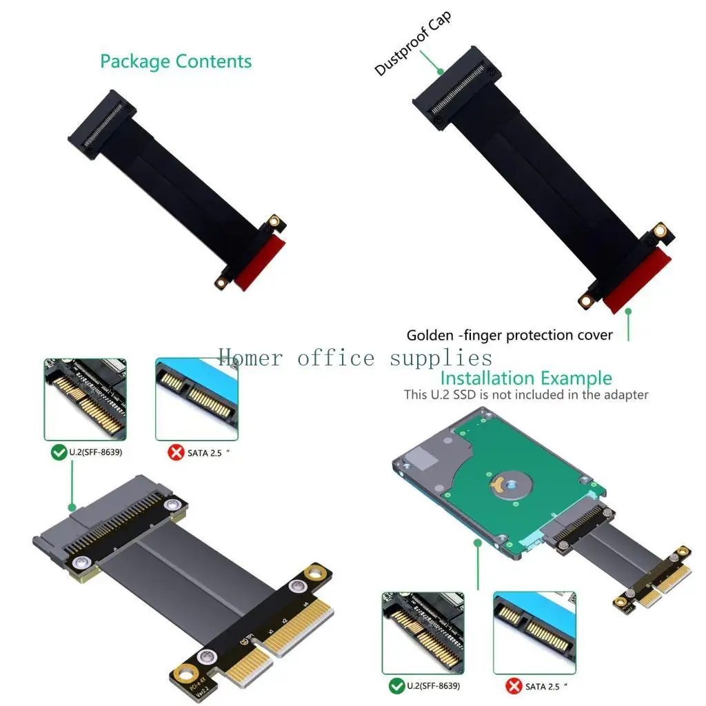 

K43B SFF-8639 U.2 TO PCI-E 4X ленточный кабель ленты для модуля U.2 NVME SSD с Mini-SAS 36-контактным разъемом