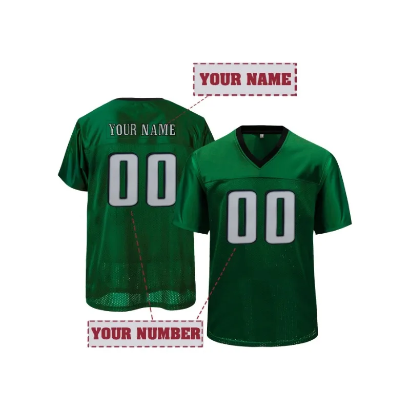 Men's Customized Name&Number Embroidered Eagle Football Jersey Breathable Short Sleeve Football Shirt For Training & Competition