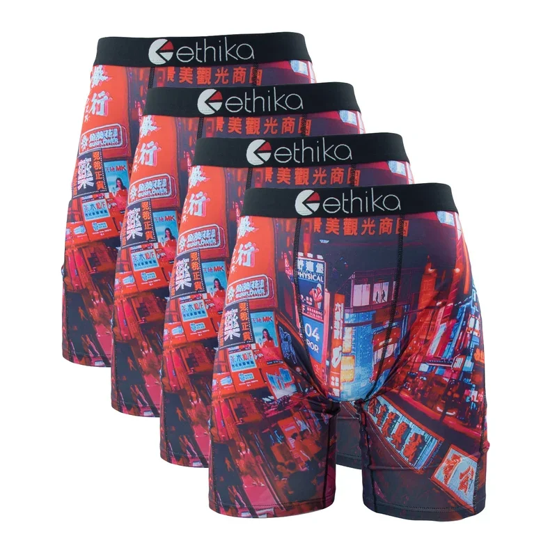 4PCs Ethika Fashion Sexy Men Underwear Boxer Shorts Printed Panties Lingerie Underpants Boxershorts Plus Size Boxers Briefs XXXL