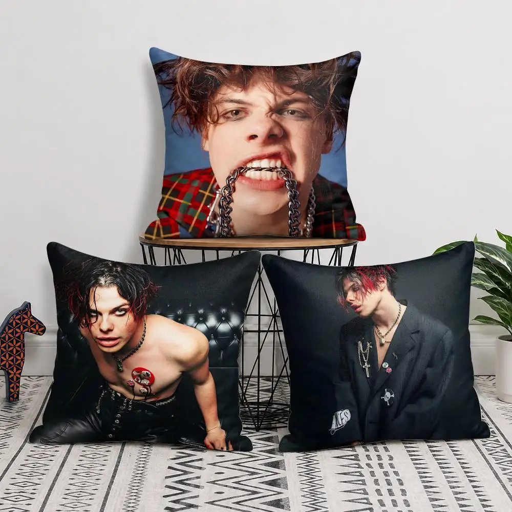 Y-YUNGBLUD Rock Band Cool Cushion Cover Silky Short Plush Invisible Zipper Dustproof Sofa Pillow Case For Home Decor