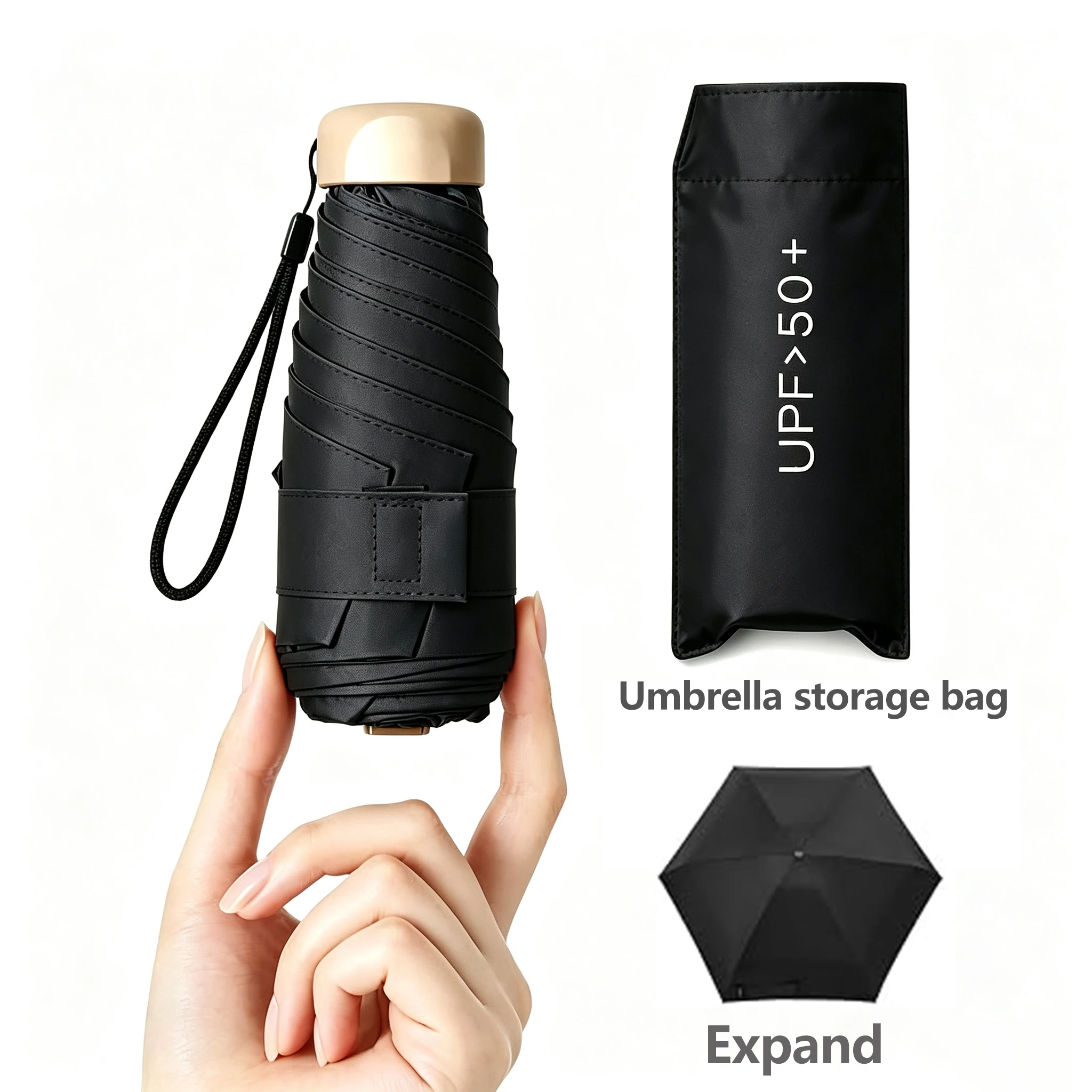 Mini Travel Umbrella for Purse Pocket Umbrella UV Protection Portable Parasols for Sun Protection & Rain, Compact Small Umbrella