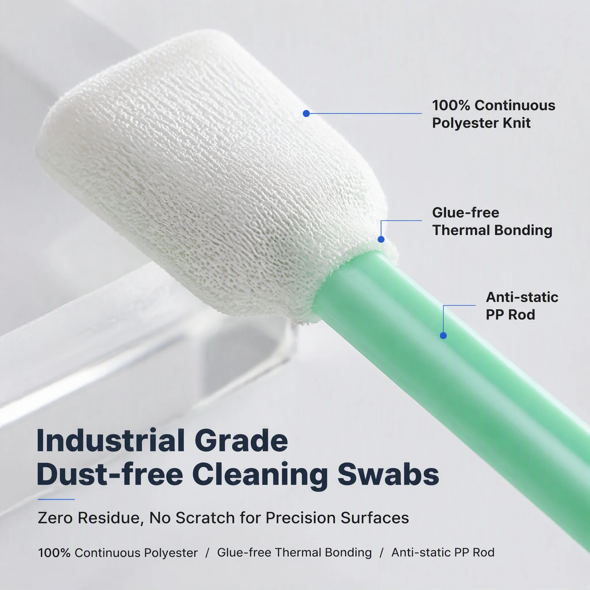 Green Solvent Cleaning Swab Sponge Cotton Applicator Foam Swabs UV DTF Printer Toner Cleaner Printhead Head Clean Rod Bud Stick