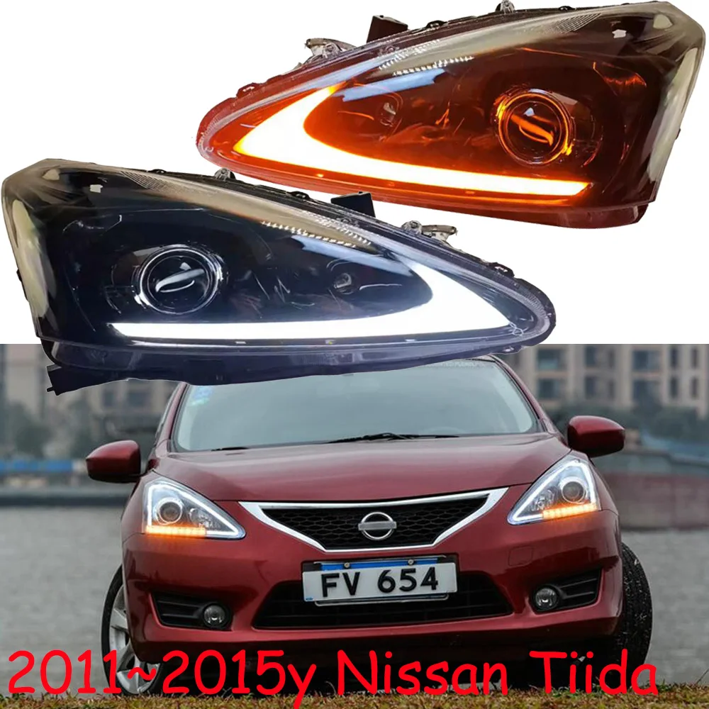 car bumper Micra headlamp for Nissan Tiida headlight 2011~2015y ALL IN LED DRL Tiida daytime running light head light