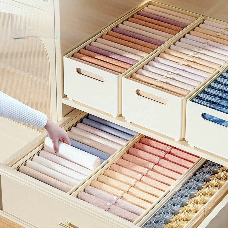 Picture 5: Expandable Plastic Storage Boxes Suitable for Drawer Shelf Wardrobe Office Socks Space-Saving Storage Basket Stackable