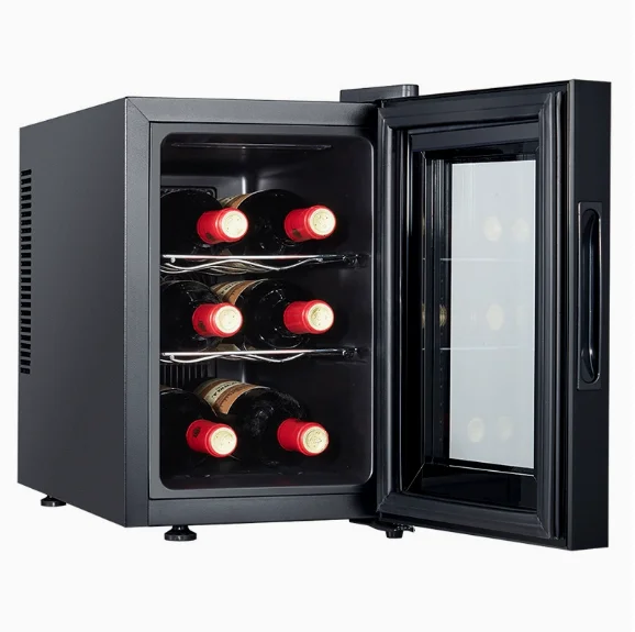 2026 48L Silent Wine Cooler Clear Fridge 15Bottles Built-in Wine Cabinet Refrigerator with Wooden Shelves