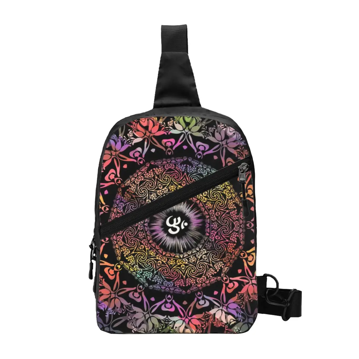 

Custom Mandala Om Buddhism Aum Sling Crossbody Backpack Men Zen Yoga Meditation Chest Shoulder Bag for Cycling Camping Daypack