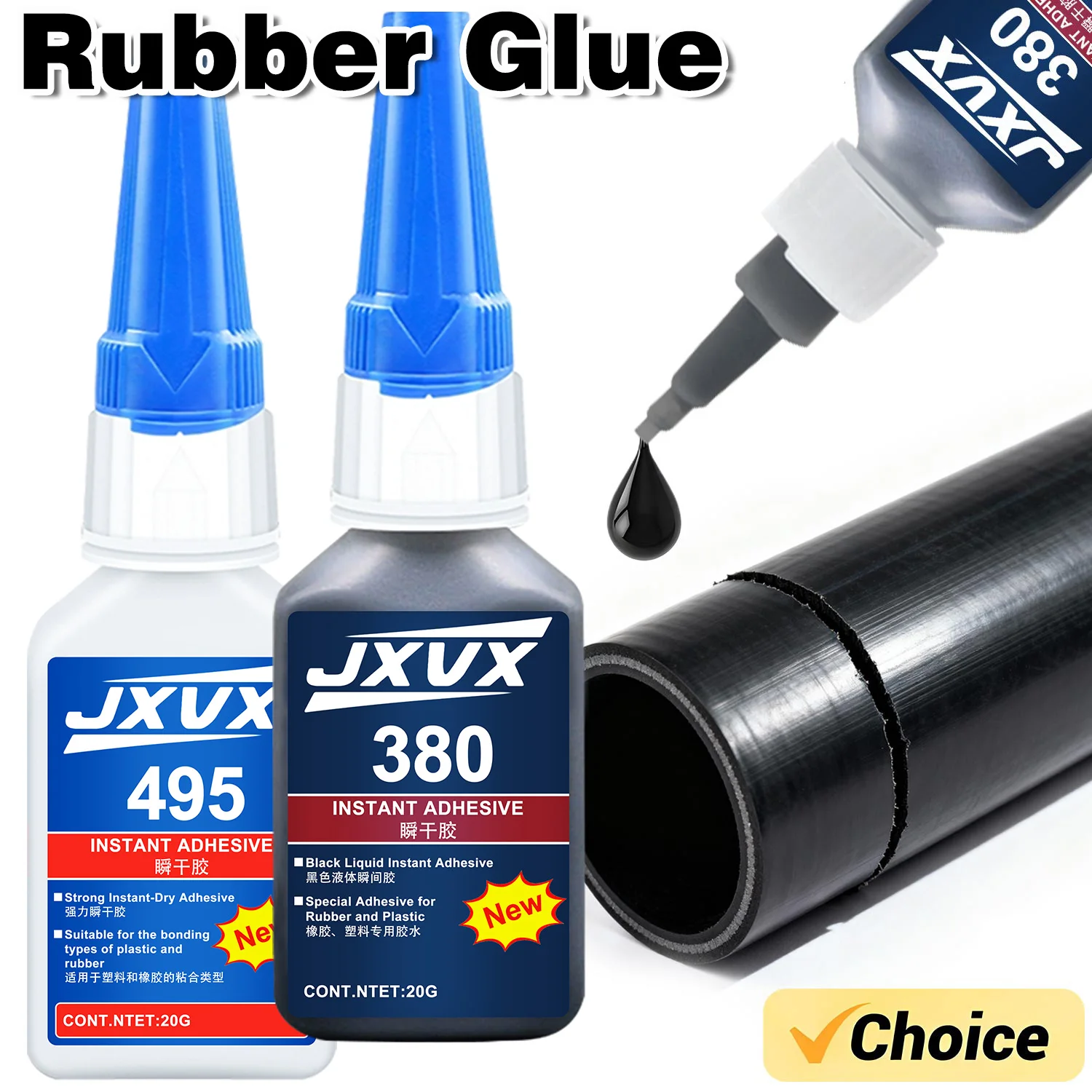 Pasta espesa negra/transparente. Superglue extra fuerte. Adhesivo de cianoacrilato negro de secado rápido, formulado especialmente para caucho, cuero, neumáticos y plásticos. Pegamento líquido de alta adherencia.