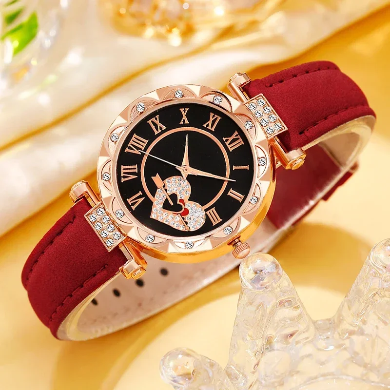 5PCS elegant and romantic women's round dial quartz watches with necklace accessories set, suitable for daily wear - view 3