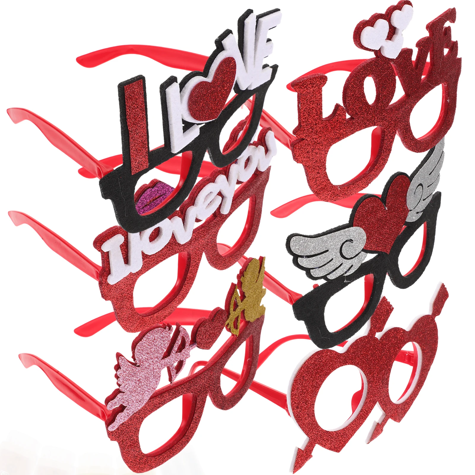 

6 Pcs Heart Shape Glasses Valentine Day Eyewear Party Decorations Bridal Shower Props Plastic Lightweight Stylish