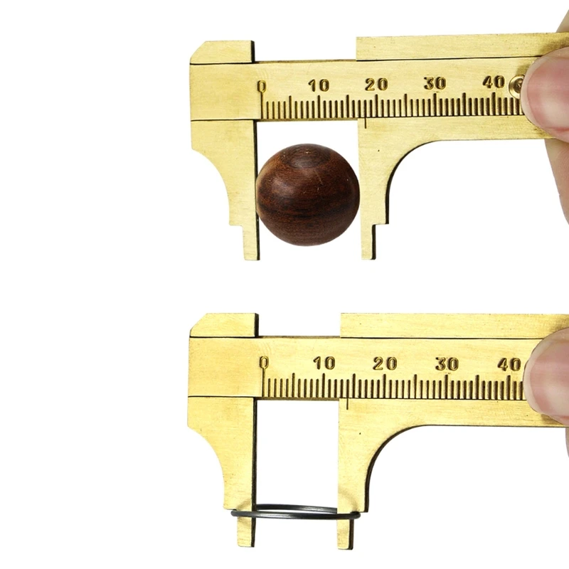 Handy Sliding Gauge Brass Vernier Caliper Ruler Measuring Tool Double Scales mm/inch Mini Brass Pocket Ruler 100mm