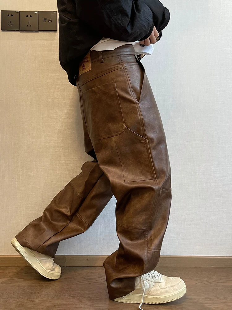 Mauroicardi Autumn Long Retro Cool Baggy Distressed Washed Brown
