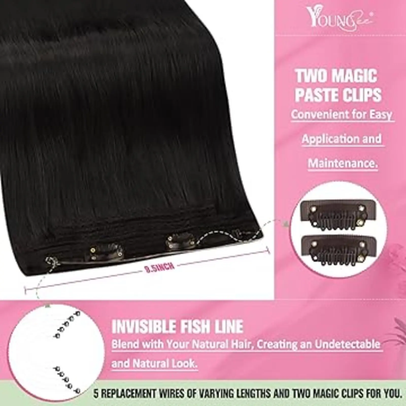 YoungSee Fish Line Hair Piano And Pure Color Real Human Hair Soft Hair Extensions 12-20Inches Brazilian hair Remy Hair