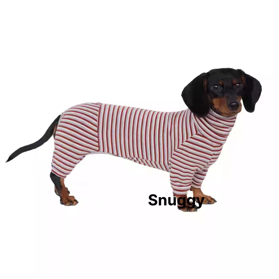 Warm Striped Cashmere for Wiener Dog Clothes Long Sleeves Undershirt for Wiener Dog High-neck Loungewear for Badger Dog